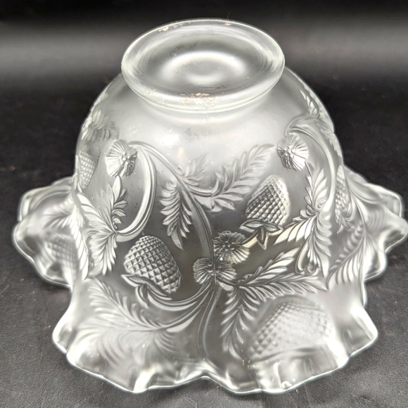 Vintage Fenton Ruffle Frosted Satin Embossed Strawberry Strawberries Vine Art - Picture 3 of 9